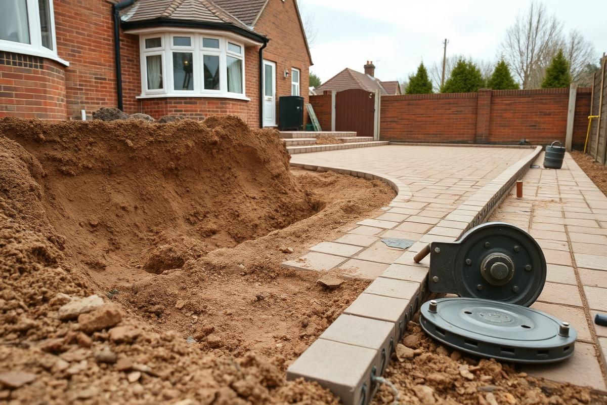 Block paved driveway being laid on a compacted sub-base